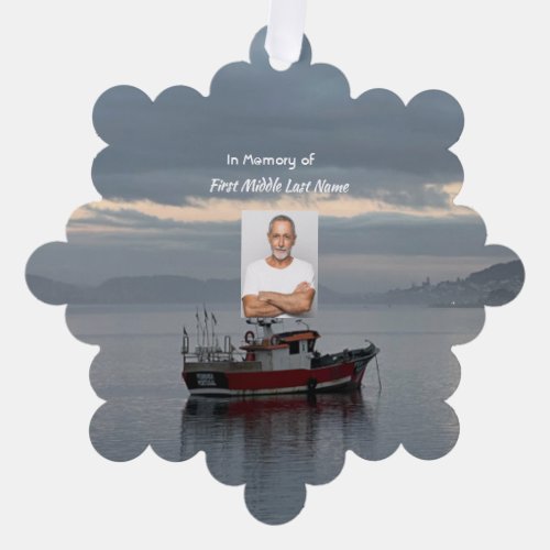 Memorial Keepsake Fishing Boat Fisherman Ornament Card