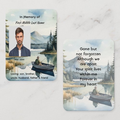 Memorial Keepsake Fishing Lake in Boat Calling Card
