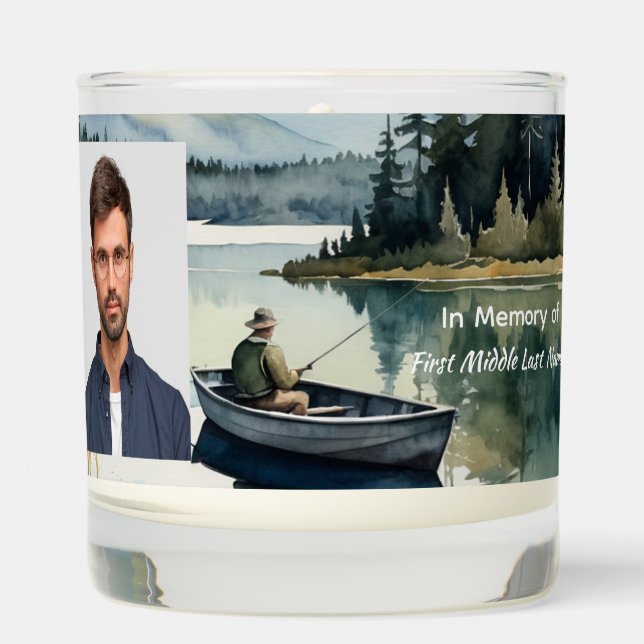  Memorial Keepsake Fishing Lake in Boat Scented Candle (Front)