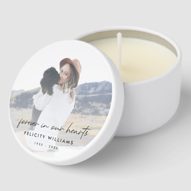 Memorial Keepsake | Forever in our Hearts Photo Mini Candle Favors (Corner)