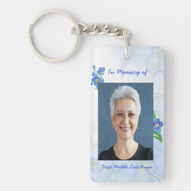  Memorial Keepsake Forget me Not" Flowers Keychain (Front)