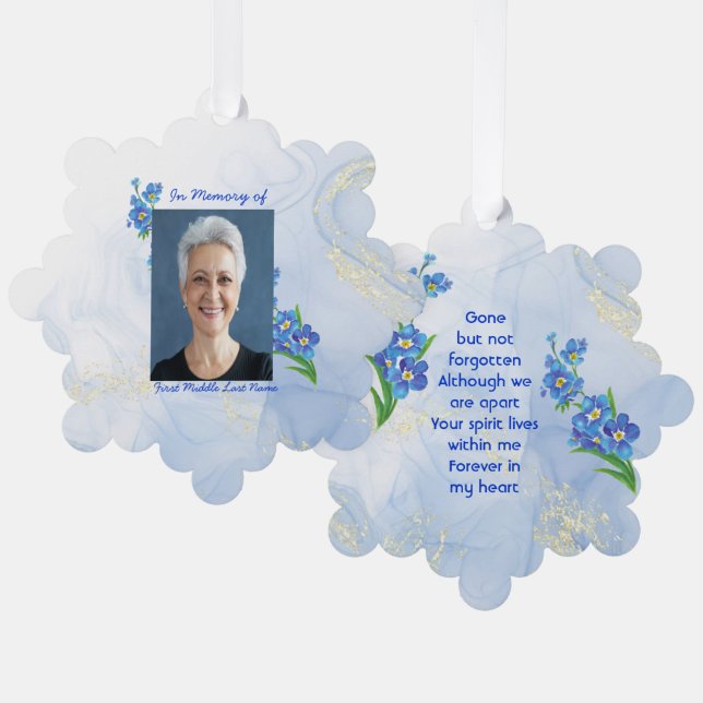  Memorial Keepsake Forget me Not" Flowers Ornament Card (Front/Back)