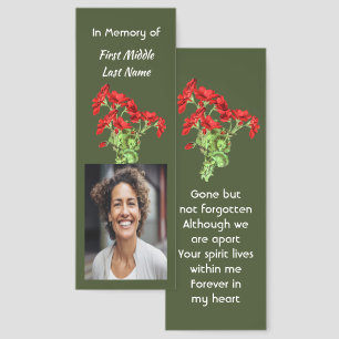 Memorial Keepsake Geranium Flower Bookmarks