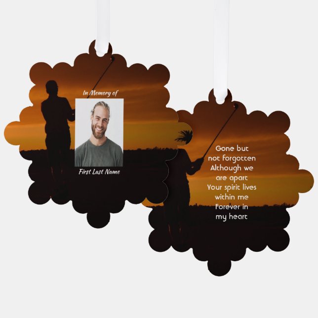 Memorial Keepsake Golfer Golfing Golf Ornament Card (Front/Back)