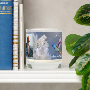 Memorial Keepsake Hummingbird White Flowers Scented Candle