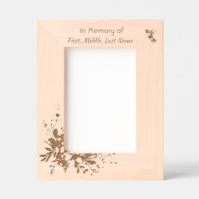 Memorial Keepsake  Hummingbird Yellow Roses  Engraved Frames (Front)