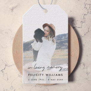 Memorial Keepsake Informal Script Funeral Favor Gift Tags