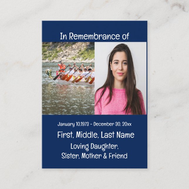 Memorial Keepsake Kayaking Kayaker Business Card (Front)