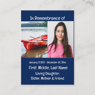 Memorial Keepsake Kayaking Kayaker Business Card