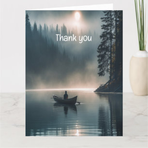 Memorial Keepsake Lake Fishing Rowing Boat Letterpress Thank You Card
