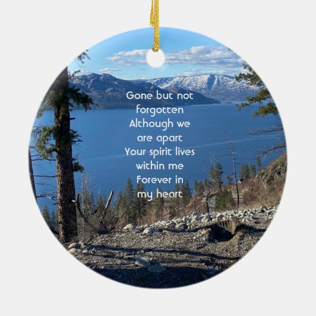  Memorial Keepsake Lake  Forest Trees Ceramic Ornament (Back)