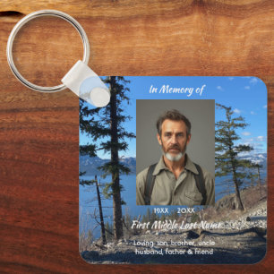 Memorial Keepsake Lake Forest Trees Keychain