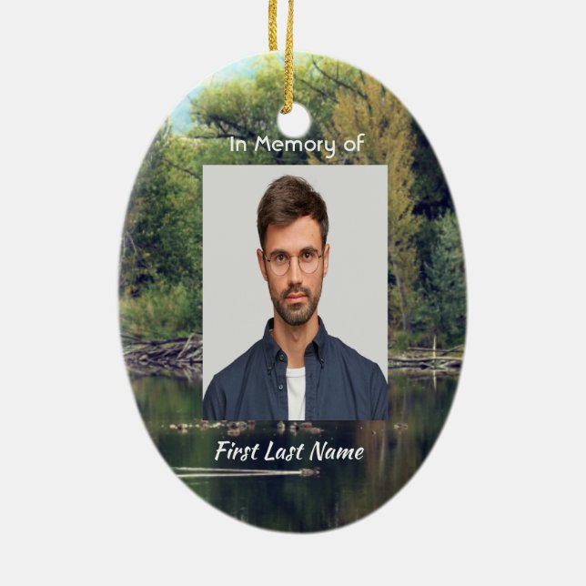  Memorial Keepsake Lake Pond Park Ducks  Ceramic Ornament (Back)