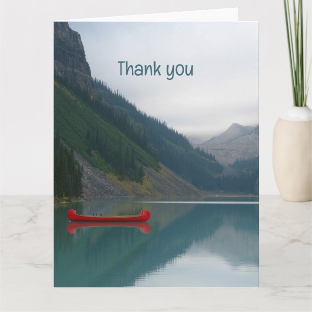 Memorial Keepsake Lake Red Canoe Wilderness Thank You Card (Front)