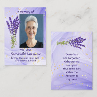 Memorial Keepsake Lavender Garden Flower Business Card