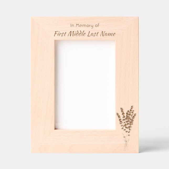 Memorial Keepsake Lavender Garden Flower Engraved Frames (Front)