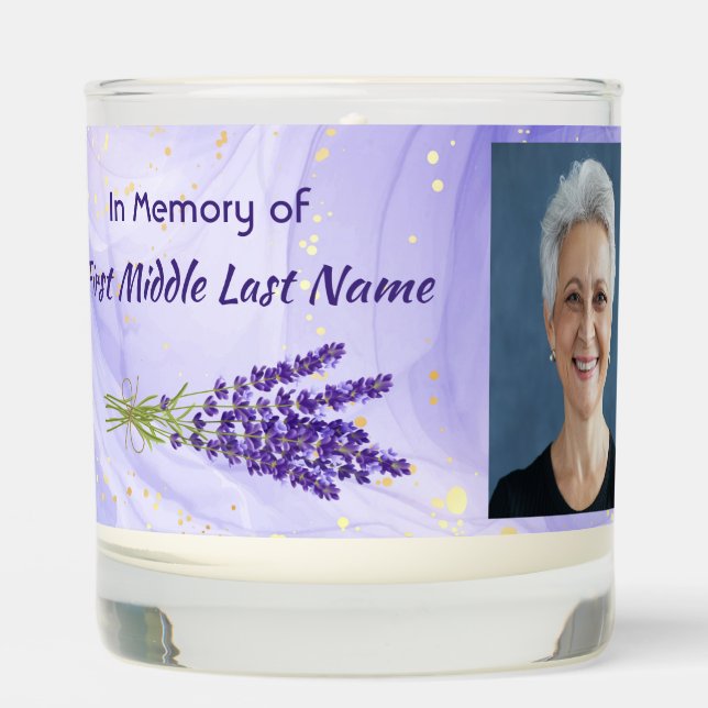 Memorial Keepsake Lavender Garden Flower Scented Candle (Front)