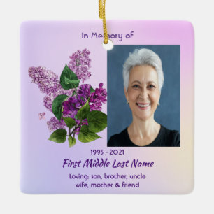 Memorial Keepsake Lilac Garden Flower Ceramic Ornament