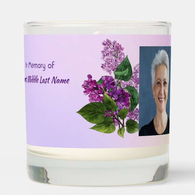 Memorial Keepsake Lilac Garden Flower  Scented Candle (Front)