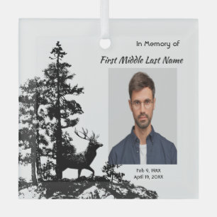 Memorial Keepsake Masculine Stag Deer Art Glass Ornament