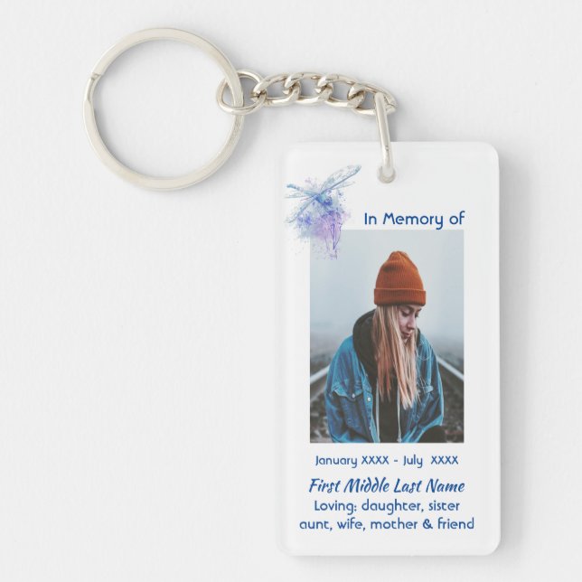 Memorial Keepsake Memorial Dragonfly Keychain (Front)