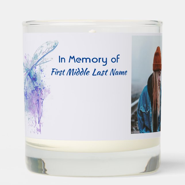 Memorial Keepsake Memorial Dragonfly  Scented Candle (Front)