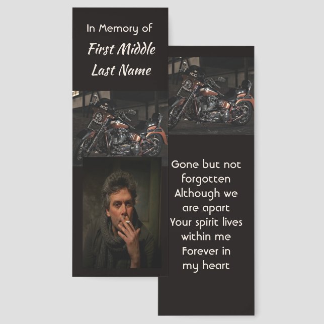 Memorial Keepsake Motorcycle Biker Bookmarks (Front & Back)