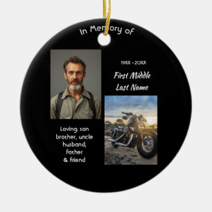Memorial Keepsake Motorcycle Chopper Ceramic Ornament