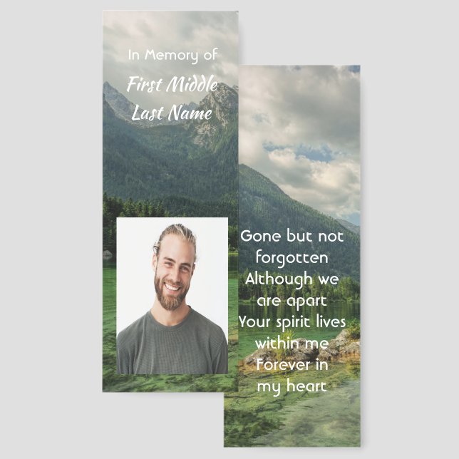 Memorial Keepsake Mountain Lake  Bookmarks (Front & Back)