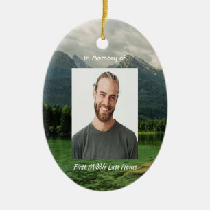 Memorial Keepsake Mountain Lake Landscape Ceramic Ornament