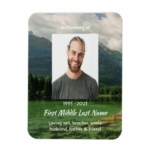 Memorial Keepsake Mountain Lake Landscape Magnet
