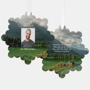 Memorial Keepsake Mountain Lake Landscape Ornament Card