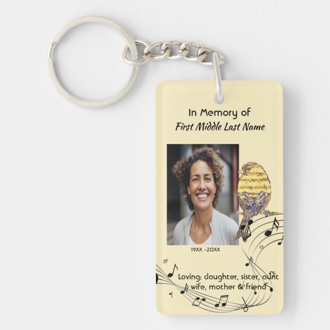  Memorial Keepsake Music Bird Keychain (Front)