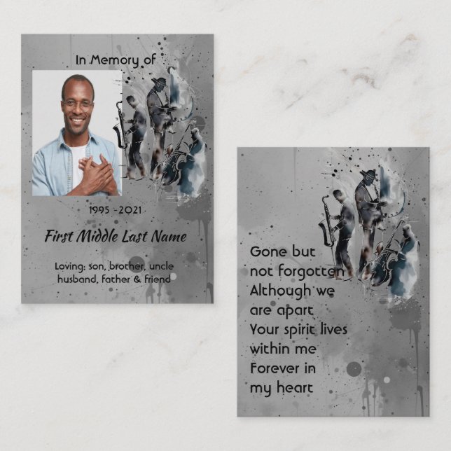  Memorial Keepsake Music Jazz Band Business Card (Front/Back)