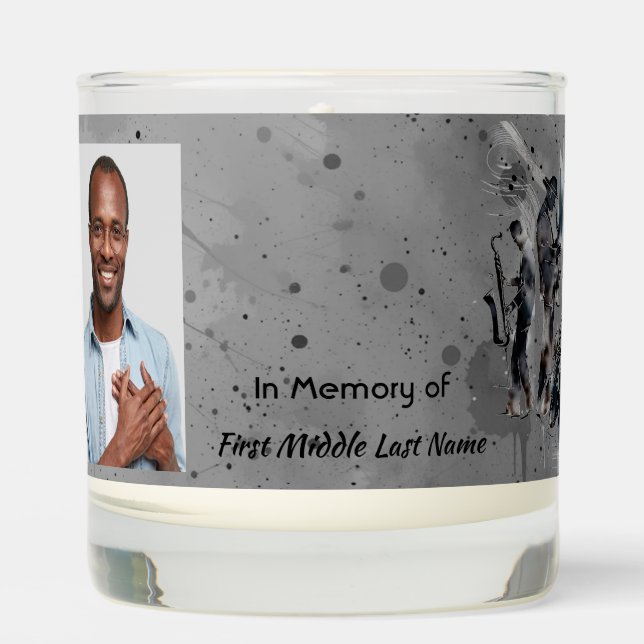 Memorial Keepsake Music Jazz Band Scented Candle (Front)