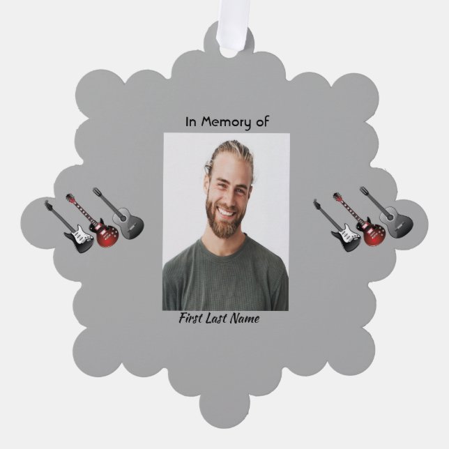  Memorial Keepsake Musician Guitar Music  Ornament Card (Front)