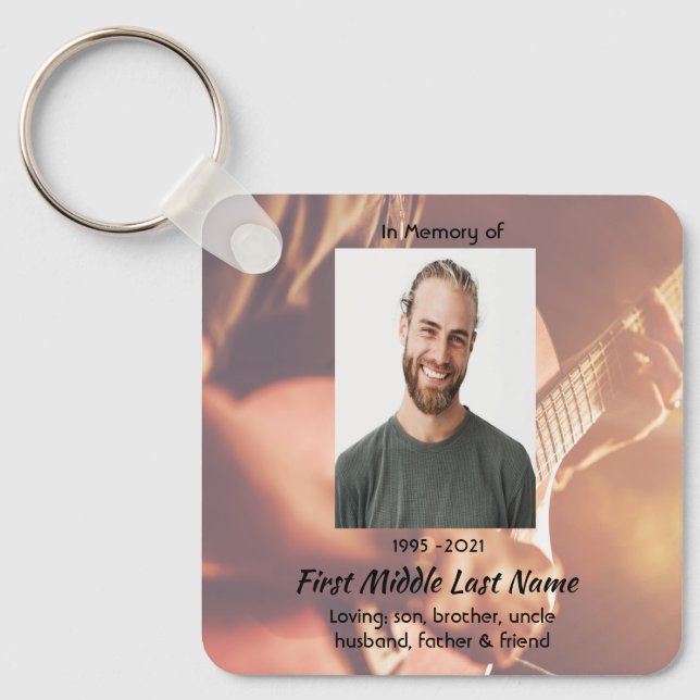 Memorial Keepsake Musician Piano Guitar Keychain (Front)
