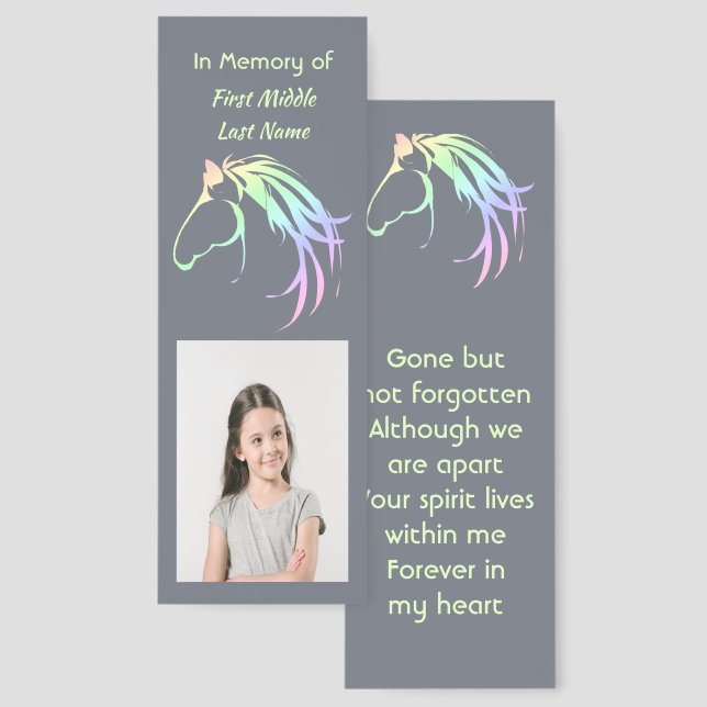  Memorial Keepsake Pastel Horse Art Bookmarks (Front & Back)