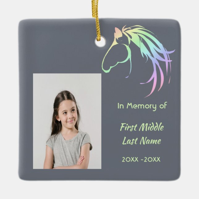 Memorial Keepsake Pastel Horse Art Ceramic Ornament (Front)