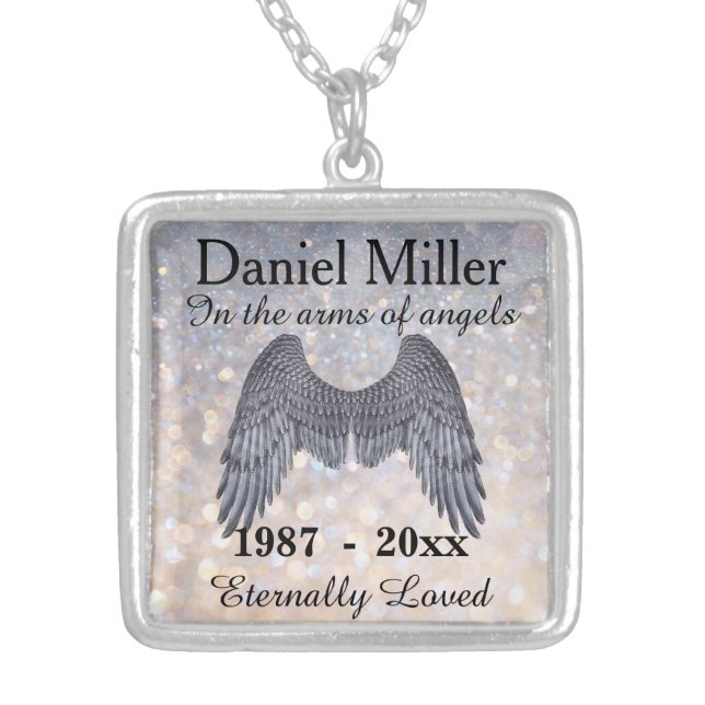 Memorial Keepsake Personalize Gift for Mom Silver Plated Necklace (Front)