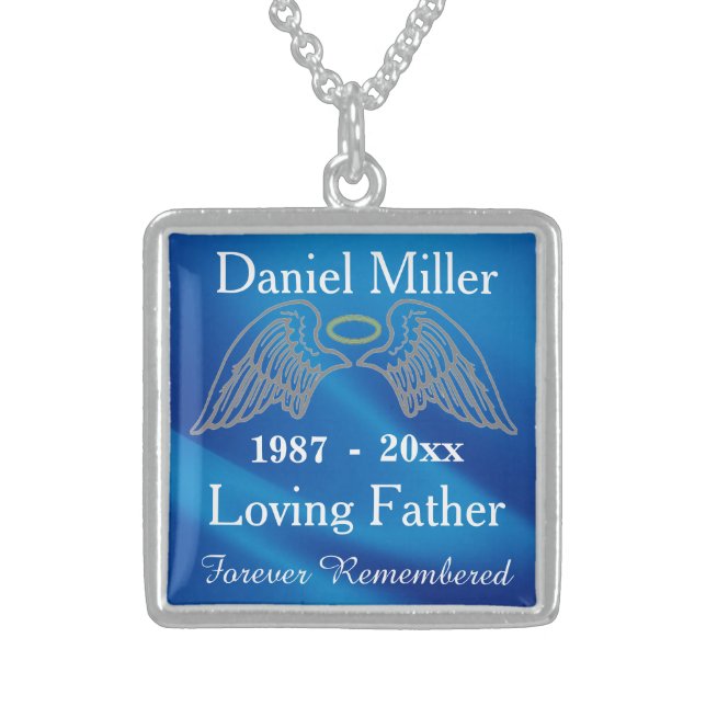 Memorial Keepsake Personalize Sterling Silver Necklace (Front)