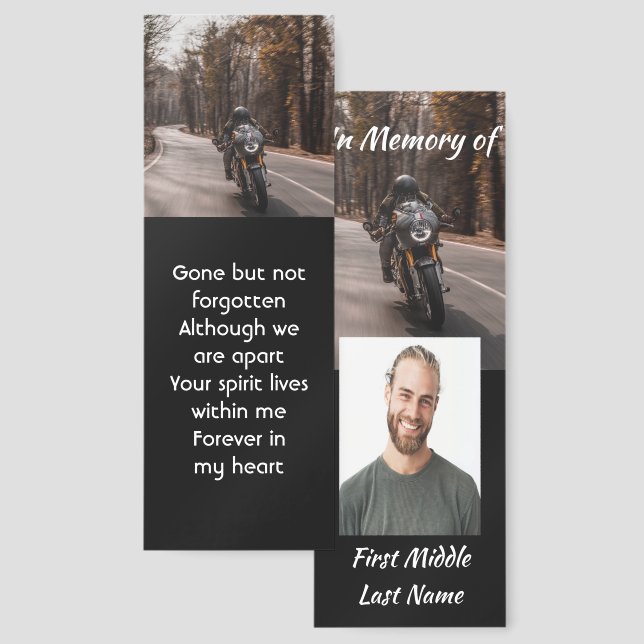 Memorial Keepsake Photo Motorcycle Biker  Bookmarks (Front & Back)
