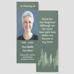 Memorial Keepsake Photo Wilderness Forest Trees Bookmarks