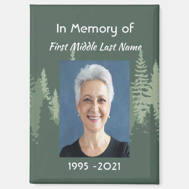 Memorial Keepsake Photo Wilderness Forest Trees Magnet (Front)