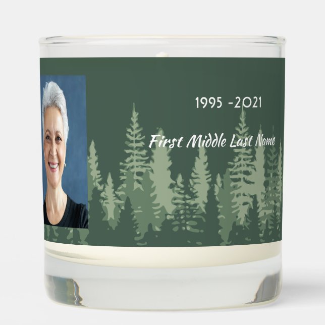 Memorial Keepsake Photo Wilderness Forest Trees Scented Candle (Front)