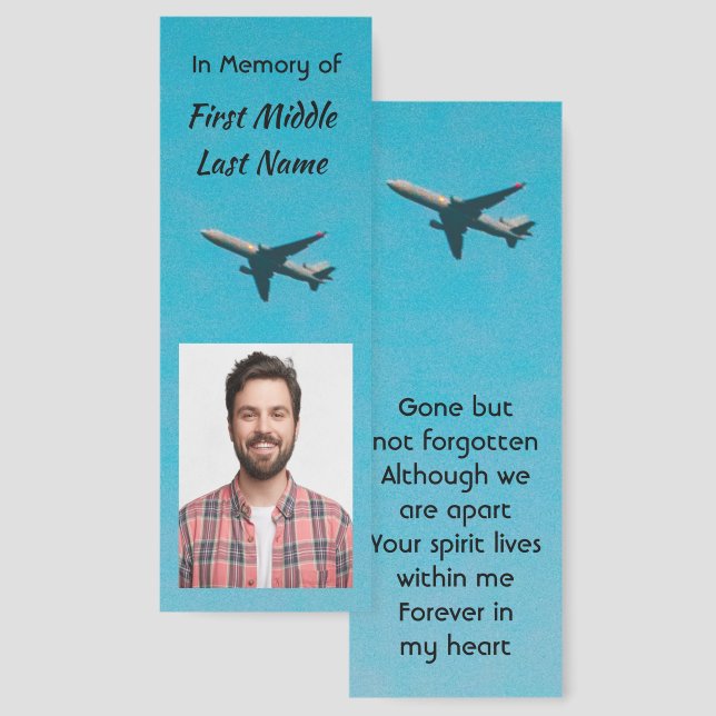 Memorial Keepsake Pilot Airplane Flying Bookmarks (Front & Back)