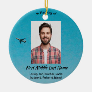 Memorial Keepsake Pilot Airplane Flying Ceramic Ornament