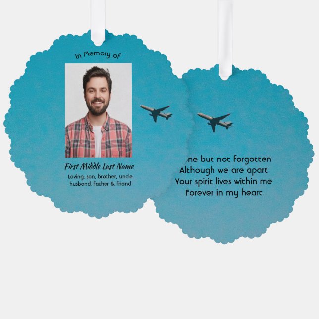  Memorial Keepsake Pilot Airplane Flying Ornament Card (Front/Back)