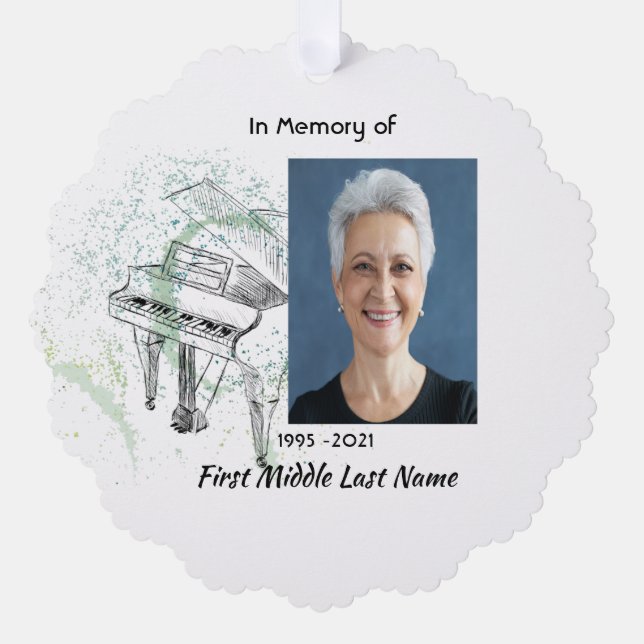 Memorial Keepsake  Prayer Piano Musician Ornament Card (Front)