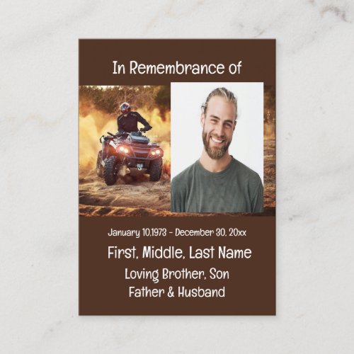 Memorial Keepsake Quad Dirt Motor Bike Business Card